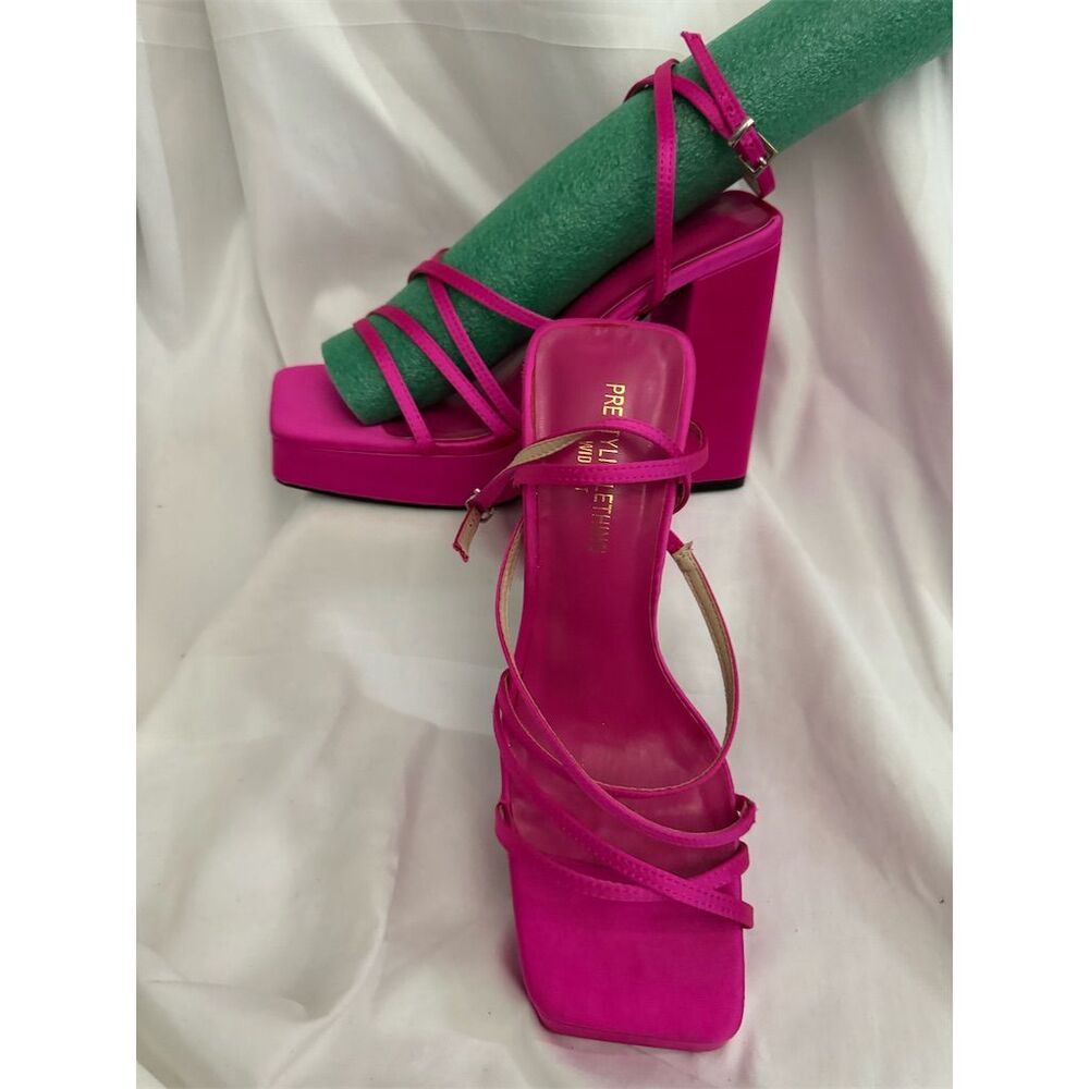 Zara Women's Pink Strappy Platform Block Heel sandals Size 9